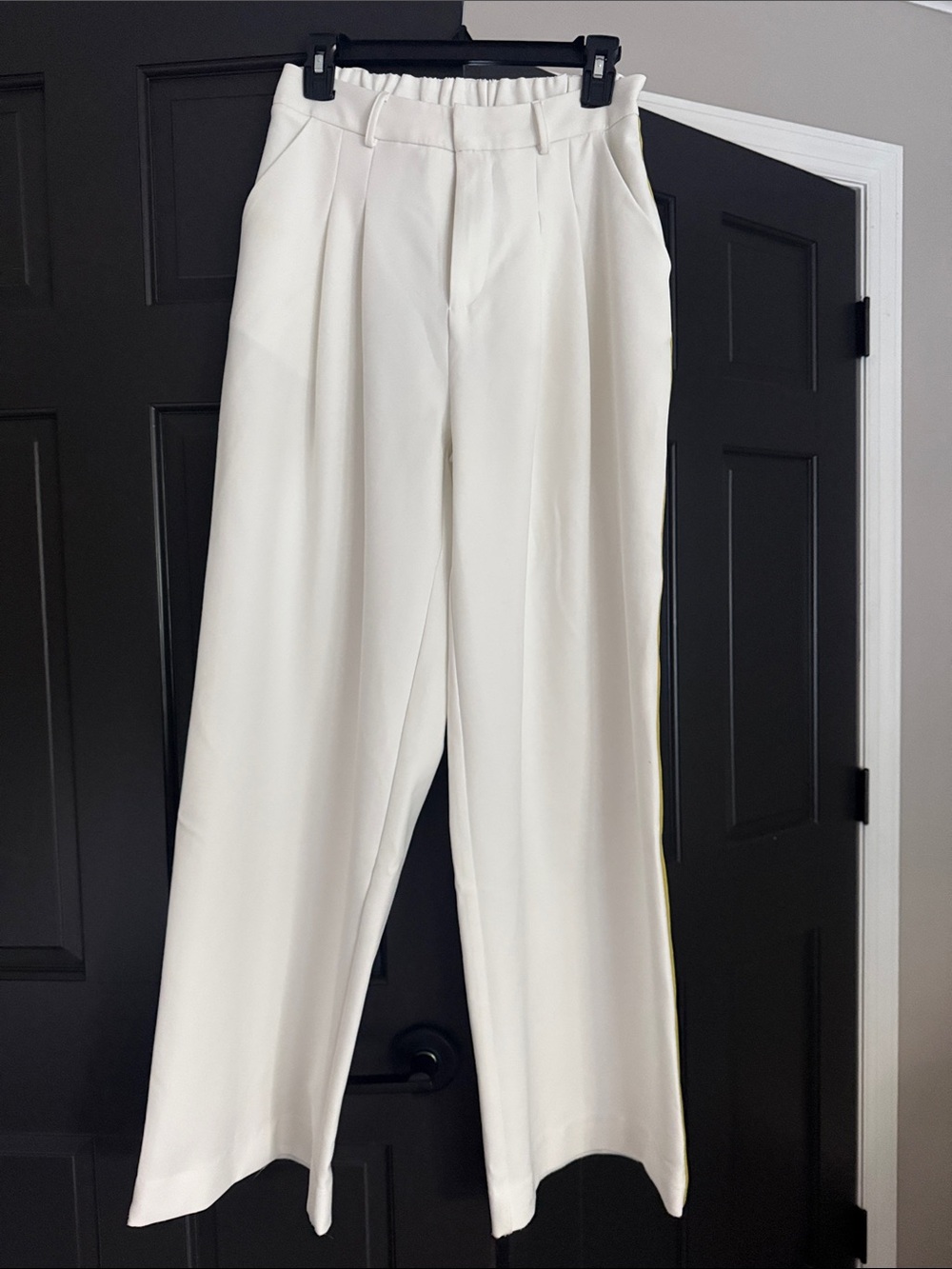 Maeve Cream Wide-Leg Pleated Dress Pants